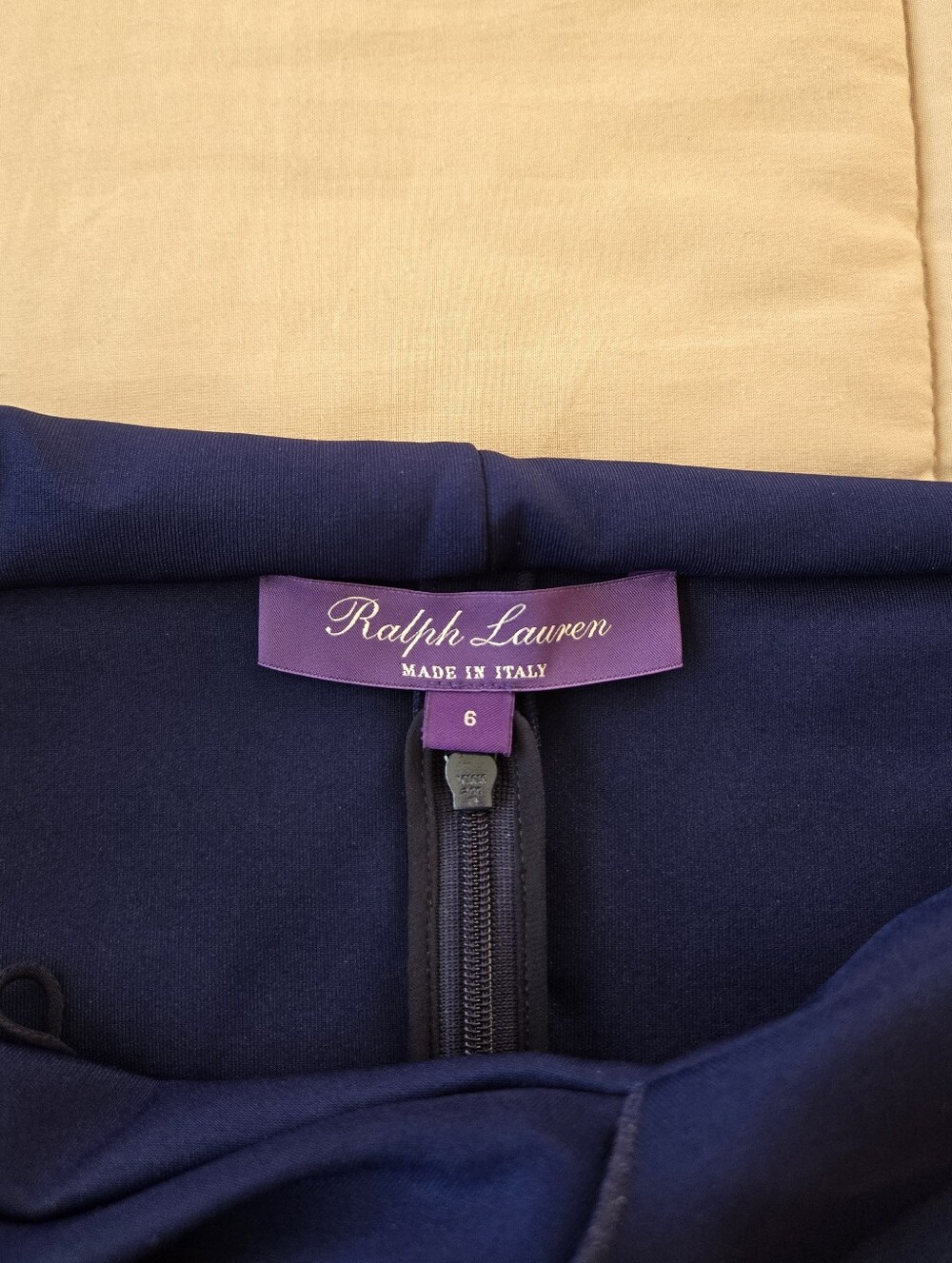 Ralph Lauren Purple Label Dark Blue Off-Shoulder Cross-Front Sheath Dress, US 6 - Picture 5 of 11